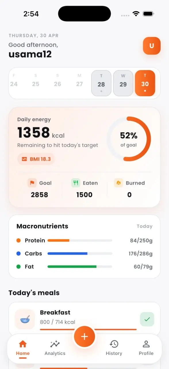Step 1 — Daily calorie goal screen